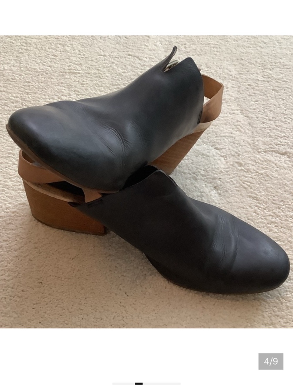 Korks Black Brown Sling Back Strap Heeled Mules Clogs Cork Heel 8.5 - Picture 3 of 4